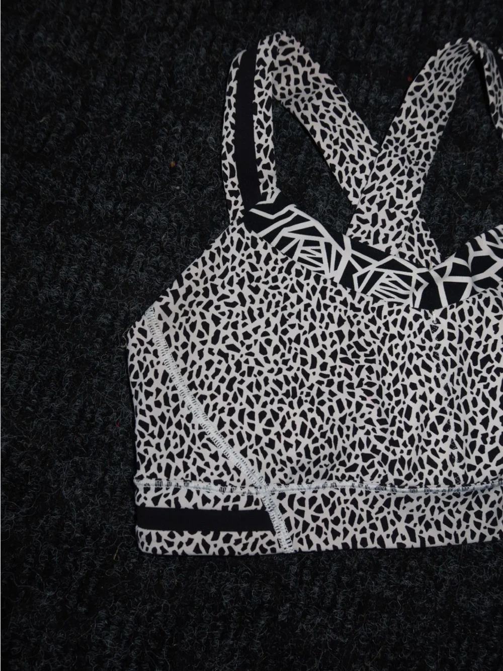 lululemon athletica Black & White Patterned Crossback Sports Bra